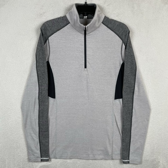 Lululemon‎ Surge Warm 1/2 Zip Mens Medium Gray Slim Fit Stretch Running Top - Picture 1 of 10